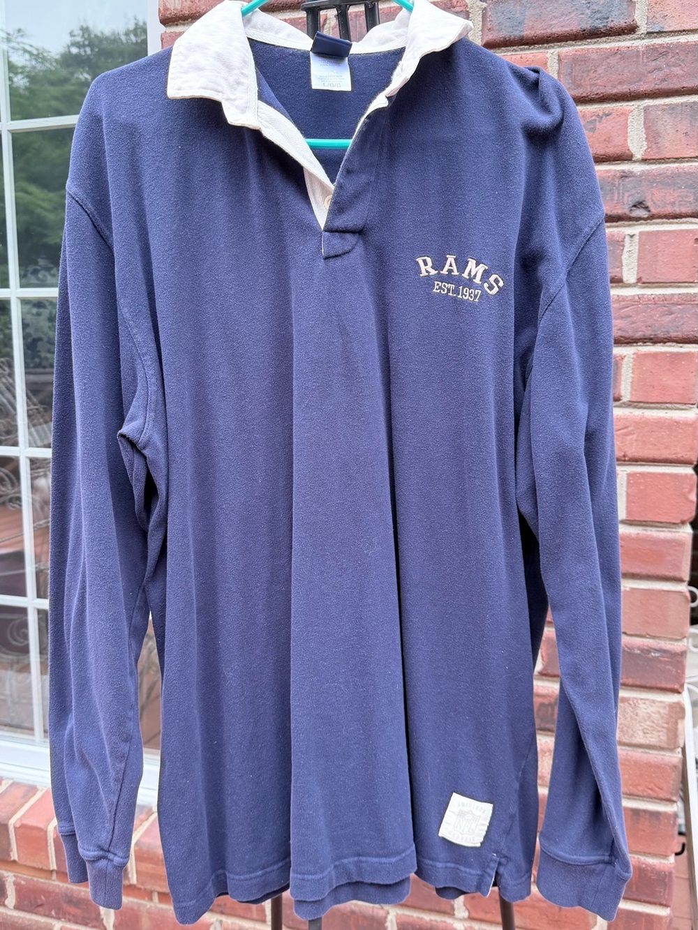 Reebok Navy and Cream NFL Gridiron Classic Pullover RAMS